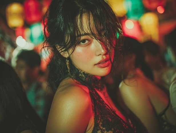 Glamorous woman in Kuala Lumpur, possibly a KL escort or call girl, with a sultry gaze.