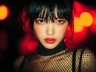 Close-up of a woman with red lipstick and dark hair, possibly a KL escort.