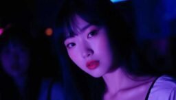 Woman with dark hair under purple and blue lighting, W Kuala Lumpur nightlife vibe.