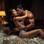 Couple embracing in a luxurious bedroom