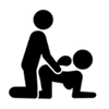 Stick figures in a romantic pose